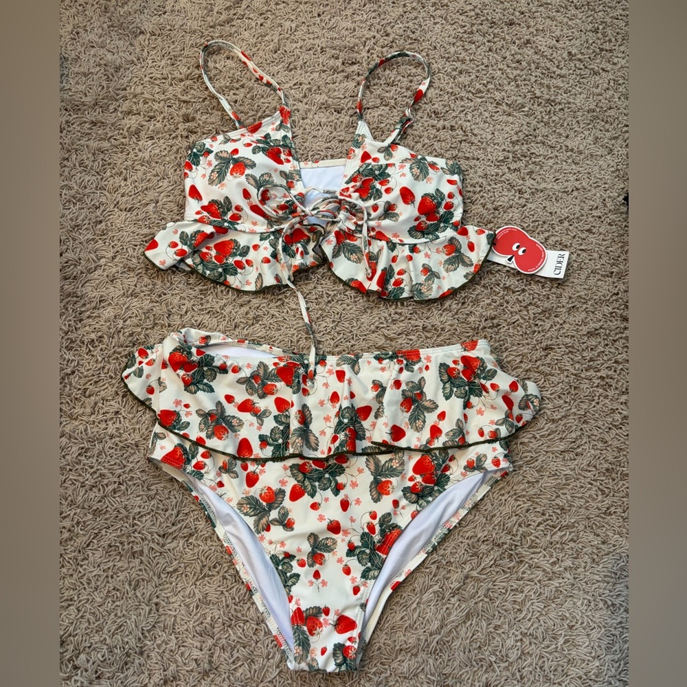 Cider brand strawberry peplum bikini. Brand new with tags!